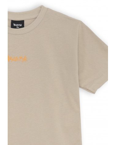 T-shirt beige Disclaimer cotone stampa graffiti ragazzo junior estate 2025