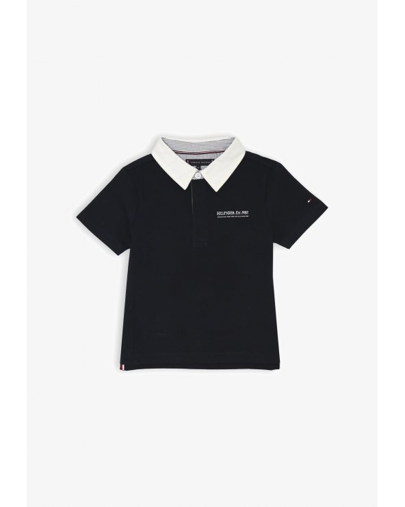 Polo blu Tommy Hilfiger bambino con colletto bianco