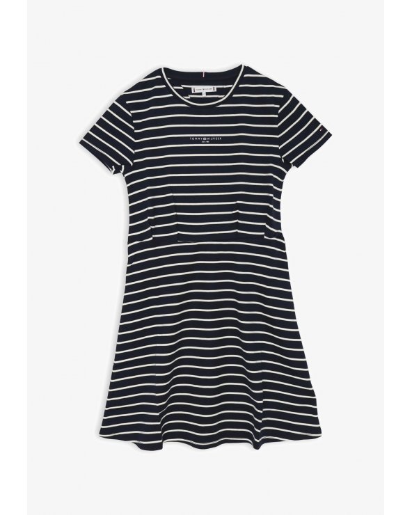 Vestito Tommy Hilfiger righe blu e bianche bambina cotone 2-16 anni