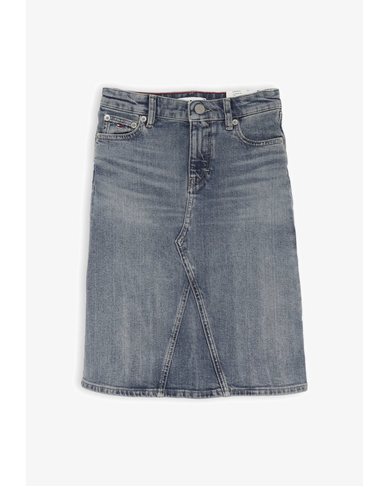 Gonna jeans bambina Tommy Hilfiger slim fit blu al ginocchio con tasche