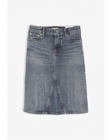 Gonna jeans bambina Tommy Hilfiger slim fit blu al ginocchio con tasche