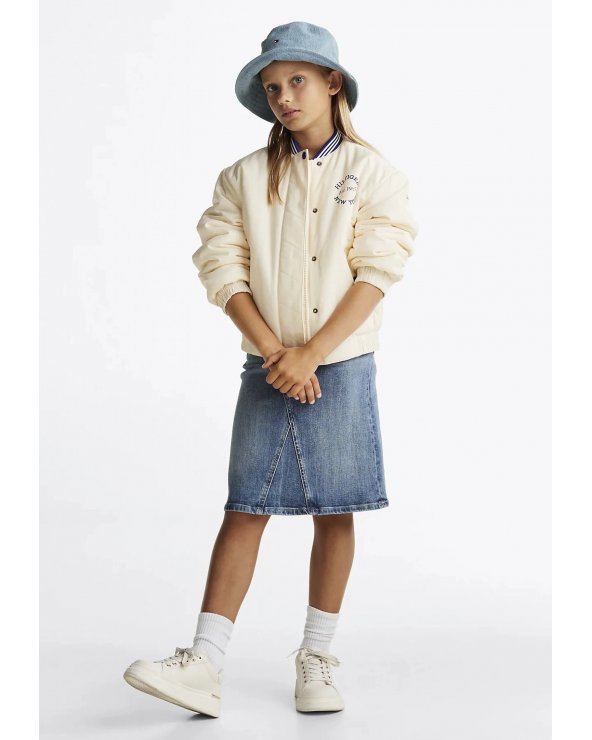 Gonna jeans bambina Tommy Hilfiger slim fit blu al ginocchio con tasche