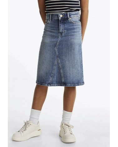 Gonna jeans bambina Tommy Hilfiger slim fit blu al ginocchio con tasche
