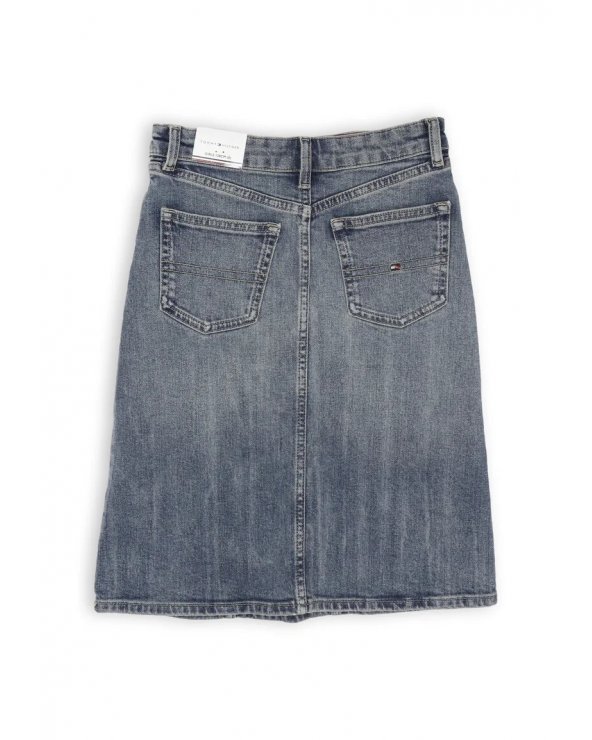 Gonna jeans bambina Tommy Hilfiger slim fit blu al ginocchio con tasche
