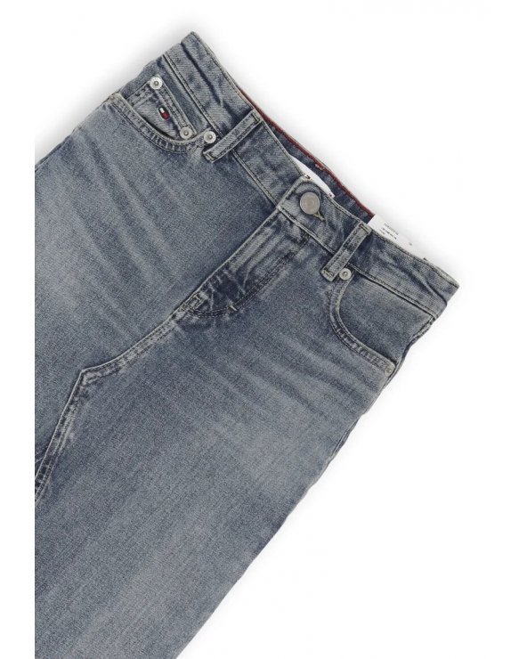 Gonna jeans bambina Tommy Hilfiger slim fit blu al ginocchio con tasche