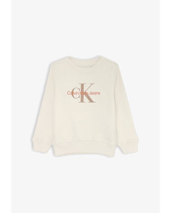 Calvin Klein felpa beige unisex bambino cotone stampa CK junior 2025