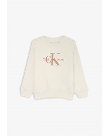 Calvin Klein felpa beige unisex bambino cotone stampa CK junior 2025