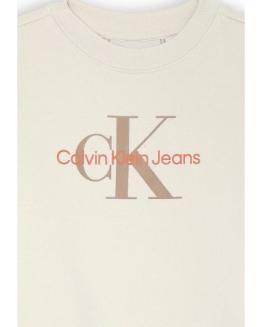Calvin Klein felpa beige unisex bambino cotone stampa CK junior 2025