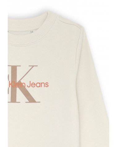 Calvin Klein felpa beige unisex bambino cotone stampa CK junior 2025