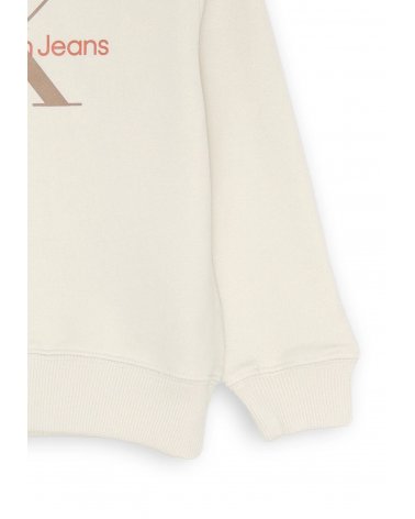Calvin Klein felpa beige unisex bambino cotone stampa CK junior 2025