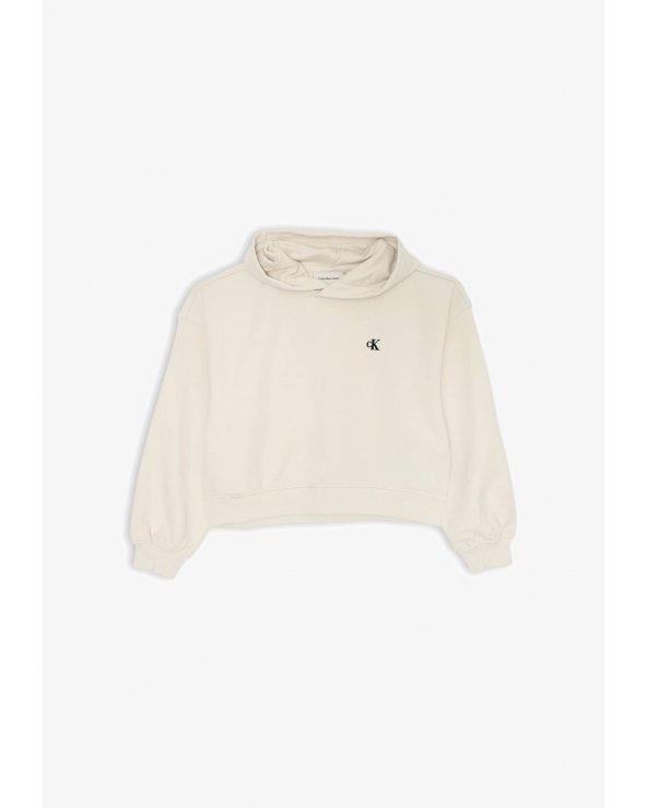 Calvin Klein felpa crop beige bambina con cappuccio cotone estate 2025