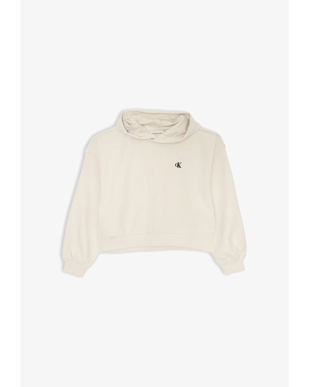 Calvin Klein felpa crop beige bambina con cappuccio cotone estate 2025