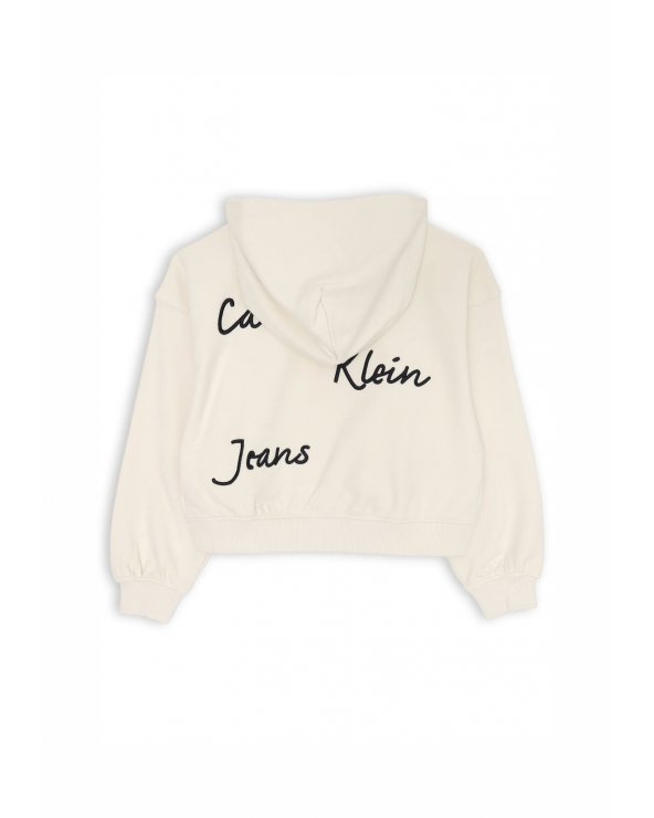 Calvin Klein felpa crop beige bambina con cappuccio cotone estate 2025