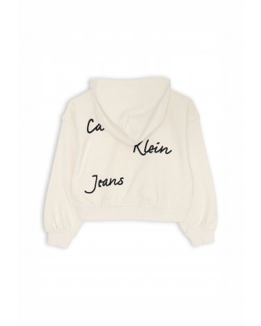Calvin Klein felpa crop beige bambina con cappuccio cotone estate 2025