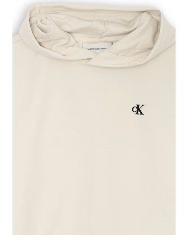 Calvin Klein felpa crop beige bambina con cappuccio cotone estate 2025