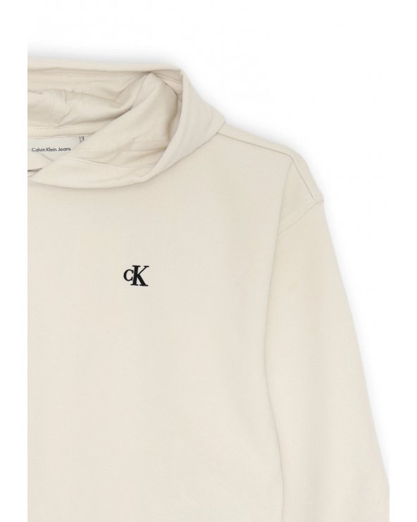 Calvin Klein felpa crop beige bambina con cappuccio cotone estate 2025
