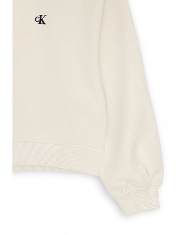 Calvin Klein felpa crop beige bambina con cappuccio cotone estate 2025