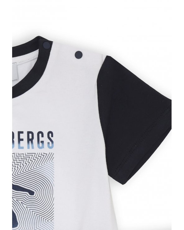 Bikkembergs set estivo bambino t-shirt stampa grafica e shorts blu cotone
