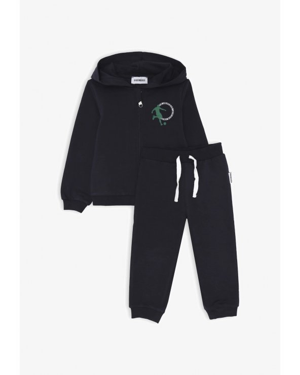 Bikkembergs completo tuta bambino blu felpa con cappuccio e pantaloni cotone