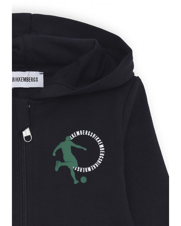 Bikkembergs completo tuta bambino blu felpa con cappuccio e pantaloni cotone