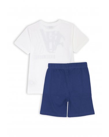 Bikkembergs set bambino t-shirt bianca stampa BK e shorts royal blue sportivi