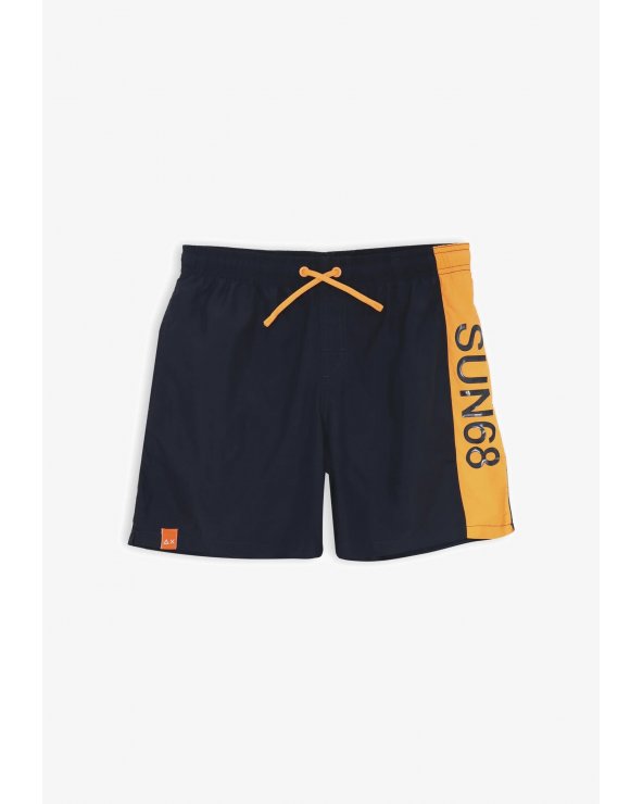 Sun68 costume dark blue con fascia arancio e stampa SUN68 verticale