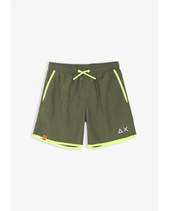 Sun68 costume verde militare con bordi lime fluo e logo AX stampato
