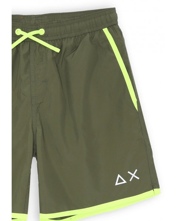 Sun68 costume verde militare con bordi lime fluo e logo AX stampato