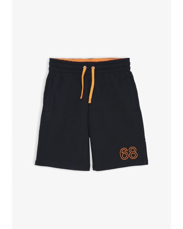 Sun68 bermuda sportivi blu con coulisse arancione e stampa 68