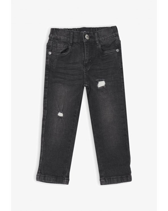 Jeans black denim John Richmond neonato con rotture e scritta RICH retro