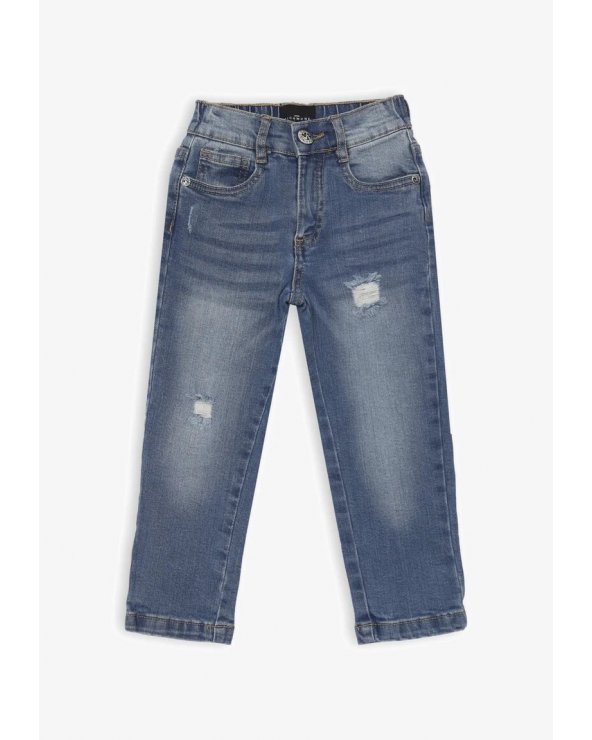 Jeans blue denim John Richmond neonato con rotture e scritta RICH retro