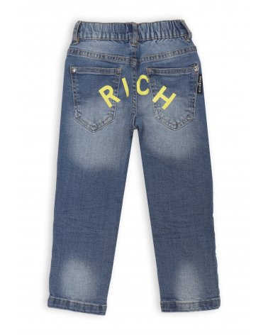 Jeans blue denim John Richmond neonato con rotture e scritta RICH retro