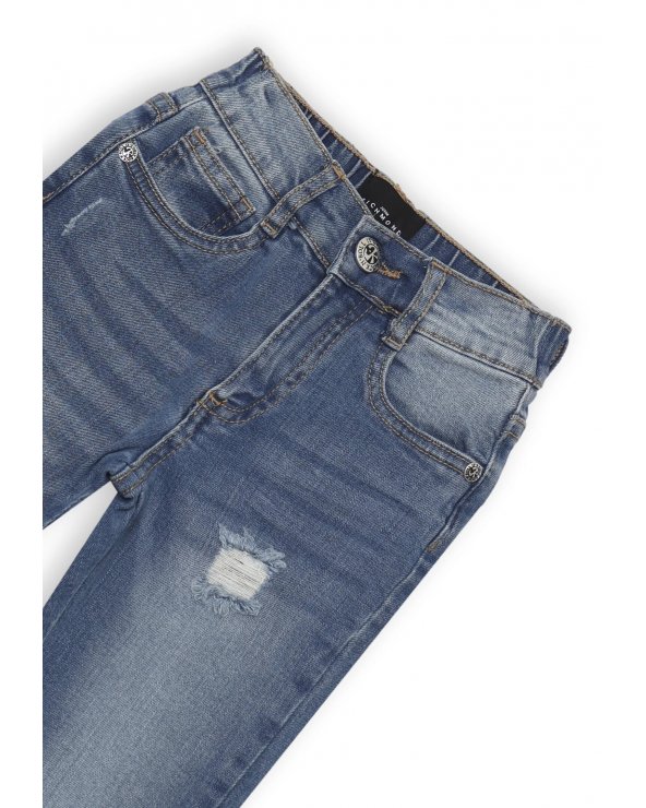 Jeans blue denim John Richmond neonato con rotture e scritta RICH retro