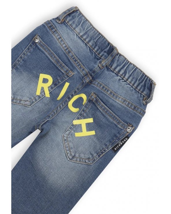 Jeans blue denim John Richmond neonato con rotture e scritta RICH retro