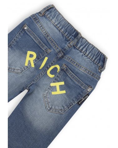 Jeans blue denim John Richmond neonato con rotture e scritta RICH retro