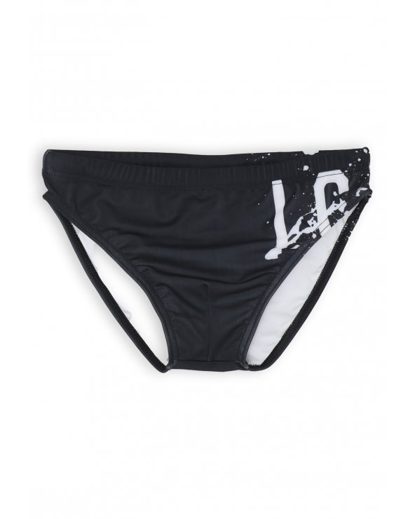 Costume slip nero bambino ICON stampa bianca lato destro 100% nylon