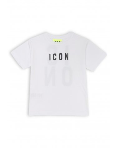 T-shirt bianca ICON neonato con stampa fronte e retro in cotone estivo