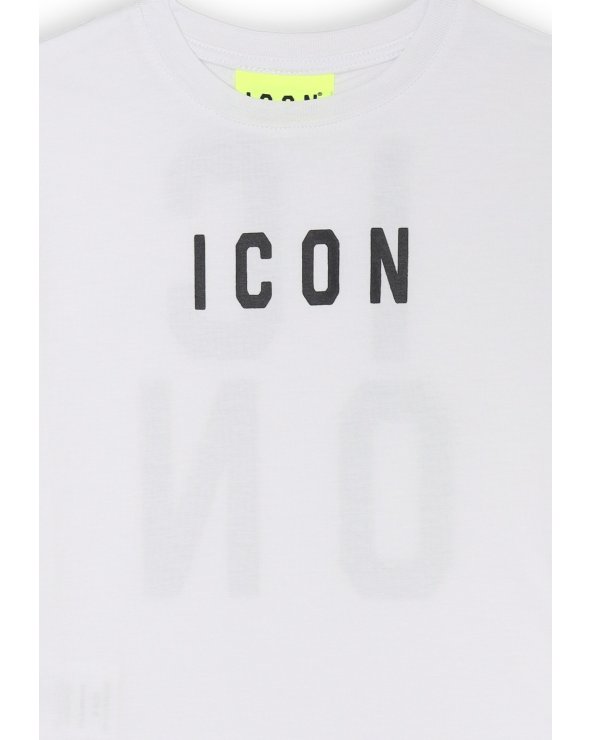 T-shirt bianca ICON neonato con stampa fronte e retro in cotone estivo