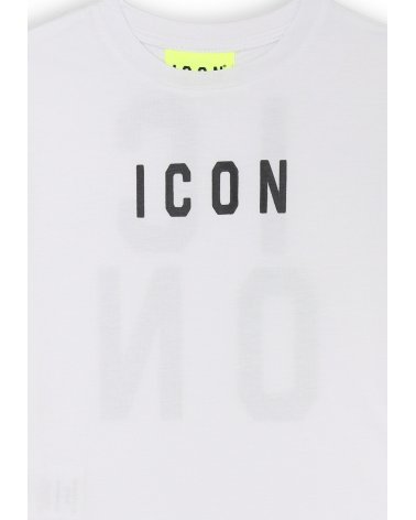 T-shirt bianca ICON neonato con stampa fronte e retro in cotone estivo