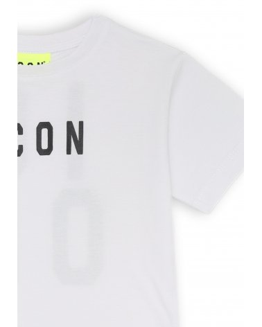 T-shirt bianca ICON neonato con stampa fronte e retro in cotone estivo
