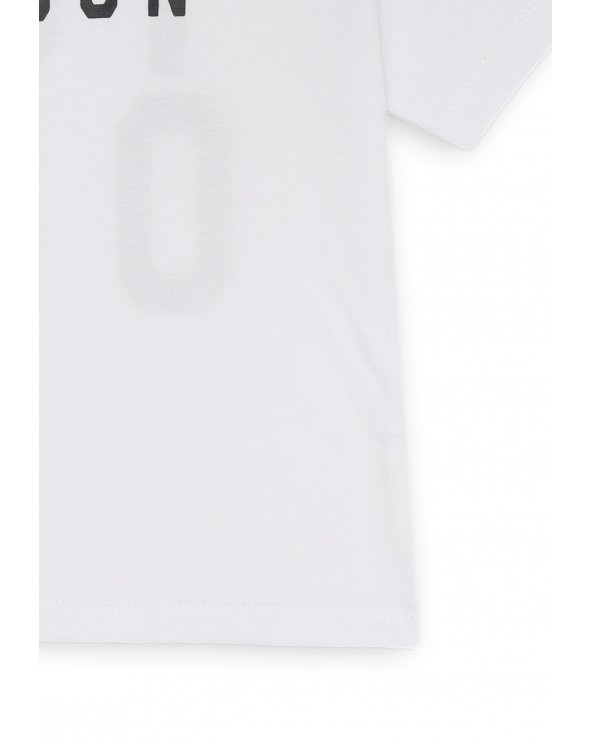 T-shirt bianca ICON neonato con stampa fronte e retro in cotone estivo