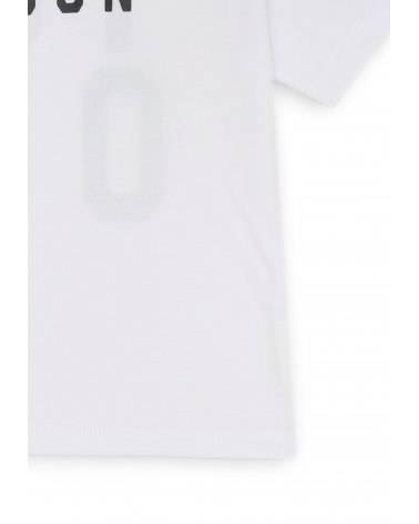 T-shirt bianca ICON neonato con stampa fronte e retro in cotone estivo