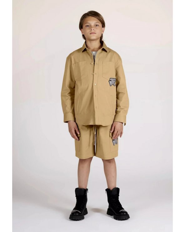 John Richmond Fill giacca bambino mezza stagione beige con patch logo