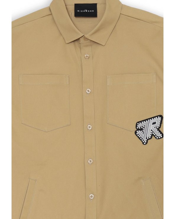 John Richmond Fill giacca bambino mezza stagione beige con patch logo