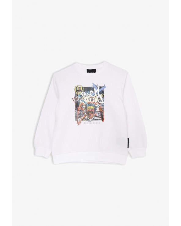 John Richmond Felpa Bambino Bianco 2-16 anni Stampa Multicolor