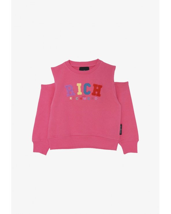 John Richmond Felpa Bambina Pink 2-16 anni Logo Paillettes