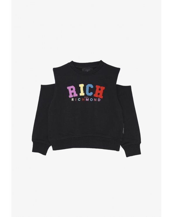 John Richmond Felpa Bambina Black 2-16 anni Logo Paillettes