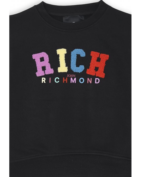John Richmond Felpa Bambina Black 2-16 anni Logo Paillettes