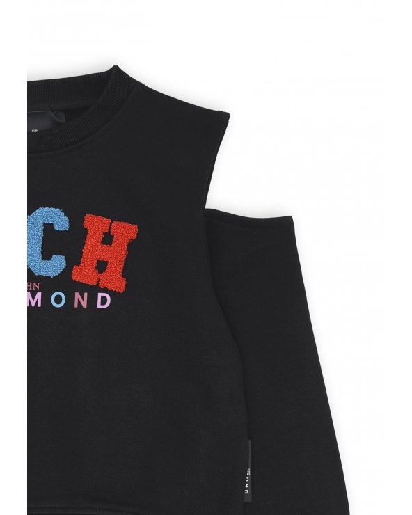 John Richmond Felpa Bambina Black 2-16 anni Logo Paillettes