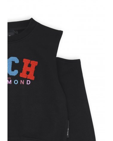 John Richmond Felpa Bambina Black 2-16 anni Logo Paillettes